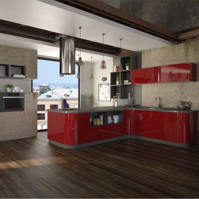 Красные кухни Кухня Глория