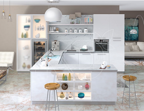 Белая кухня в стиле модерн