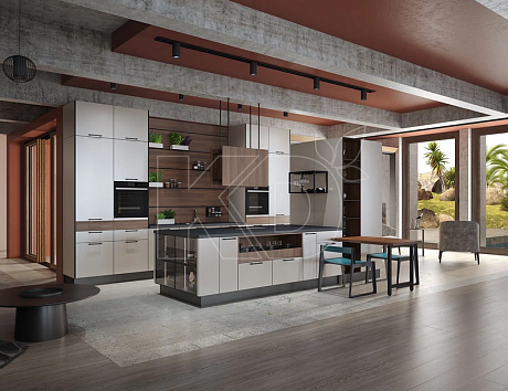 Деревянная кухня в стиле модерн