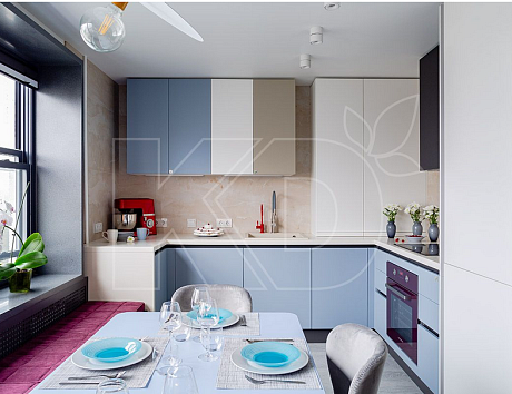 дизайн кухни в бело-зеленых тонах