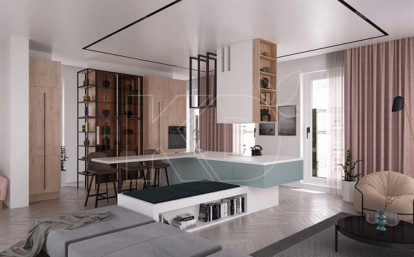 Деревянная кухня в стиле модерн