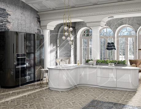 Белая кухня в стиле модерн