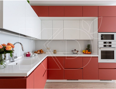 дизайн красно-белой кухни, дизайн кухни в красно-белых тонах