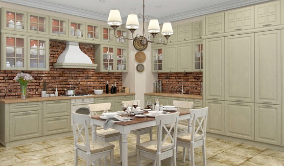 Бежевая кухня в Клину