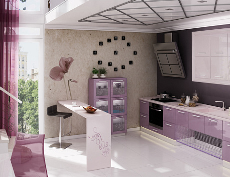 Фиолетовая кухня в Егорьевске